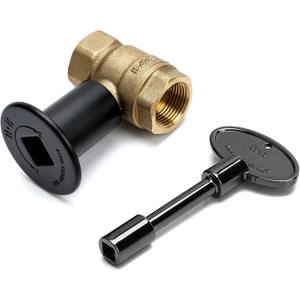 Skyflame 3/4 Inch Straight Gas Key Valve Kit for Fire Pit Fireplace with Flat Black Flange, and 3 Inches Universal Key