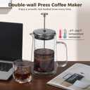 Press Coffee Maker, 1000 ml/33.8 oz Double Wall Insulated Tea Maker, Heat Resistant High Borosilicate Glass with Fine Mesh Filter & Ergonomic Handle, Ideal for Hot and Cold Beverages