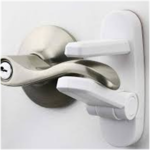 Door Lever Lock (2 Pack) – Prevents Toddlers from Opening Doors – Easy One Hand Operation for Adults – Durable ABS with 3M Adhesive Backing – No Tools Needed for Install