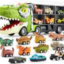 JOYIN 13 in 1 Dinosaur Toys for Kids 3-5, Dinosaur Truck with 12 Pull Back Cars, Small Cars Set, Birthday Gifts Toys for 3 4 5+ Year Old Boy, Transport Carrier Truck for Toddlers 3-4 Years