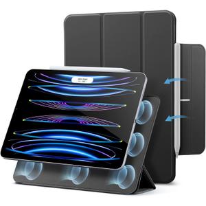 ESR for iPad Pro 11 Inch Case, iPad Pro 11 Folio Cover (2022/2021/2020, 4th/3rd/2nd Generation), Convenient Magnetic Attachment, 2-Way Stand, Full Pencil 2 Support, Rebound Magnetic Case, Black, Size: Pro 11" 4th/3rd/2nd Gen