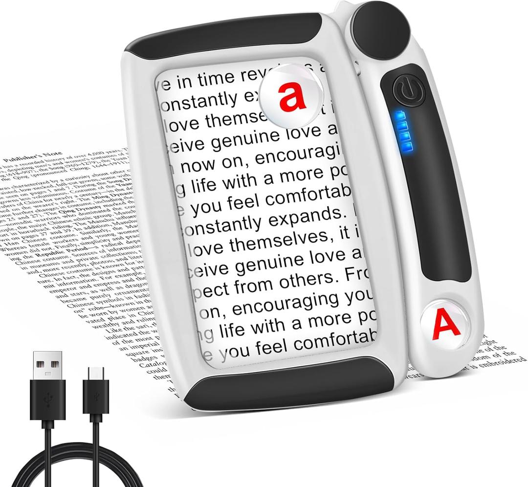 5X 10X 45X Magnifying Glass with Light Rechargeable Magnifying Glass for Reading 20 LED Light Adjusting Brightness Folding Handheld Magnifier for Books Small Print Ideal Gift for Seniors Elderly Black