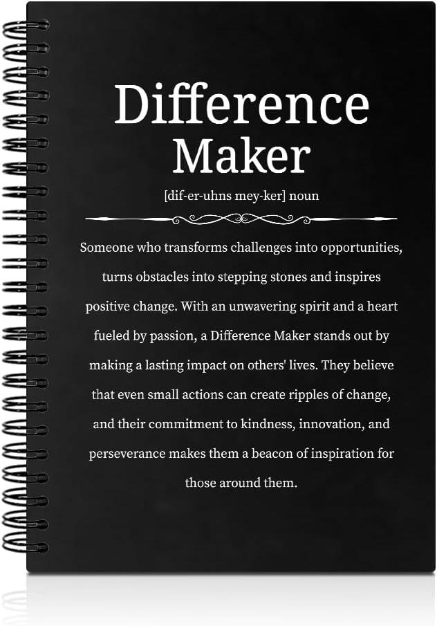 Difference Maker Hardcover 160 Pages Spiral Notebooks, Appreciation Gifts for Women Man Boss Leader Supervisor Teacher Mentor Counselor, Retirement Going Away Gifts for Coworker Friend