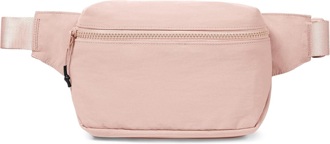 ODODOS 2L Belt Bag for Women Men, Crossbody Fanny Packs with Adjustable Strap Waist Pouch for Workout Hiking Running Travel, Light Pink