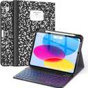 Supveco Keyboard Case for iPad (A16) 11th/10th Generation 11&10.9 Inch with Pencil Holder,7 Colors Backlit Wireless Detachable Folio Keyboard Cover for iPad 11th/10th Gen 2025/2022-Notebook