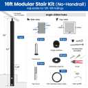 Muzata 12-16FT Modular Black Side Mount Cable Railing Kit 36 Inch 4 Stair Post Kit Complete Set Cable Railing System for Stairs Length Adjustable Easy DIY with Paper User Guide (No Handrail) RW29, 12-16ft Stair post kit