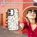 Compatible for iPhone 16 Case Cute - Durable Shockproof 6.6 ft Drop Impact Phone Case - Black Funny Nature Flower Design for iPhone 16 6.1"