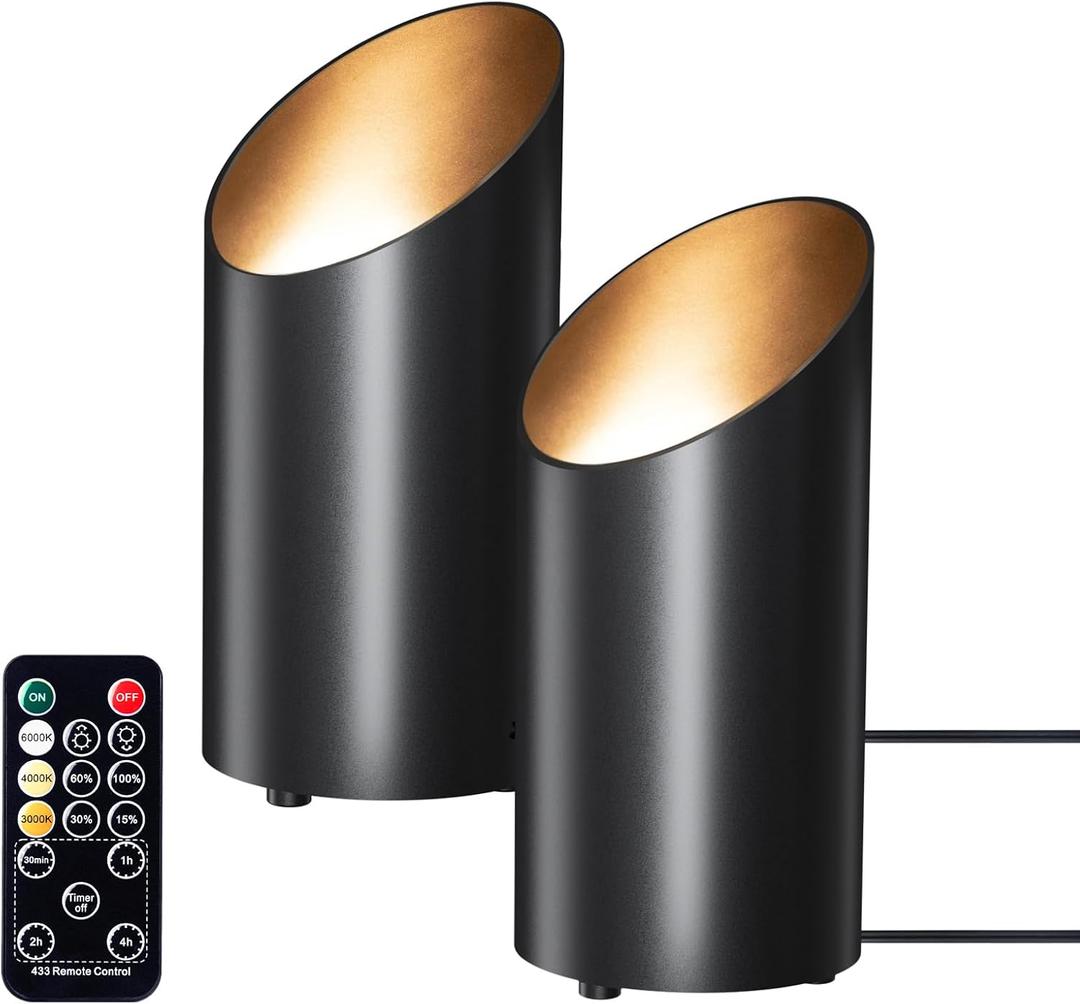 Brightown 2 Pack Uplights Indoor Floor Can Lights - 6000K LED Up Lights with Remote and Timer, 3 Color Temperatures and Dimmable Uplighting Spotlights for Dark Corner Sofa House Plant Picture (Black)