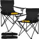 Joyfair Camping Chairs for Adult, Large Folding Lawn Chair (2, Black), 18.5 inches x 33.5 inches x 35.2 inches