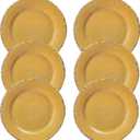 Farmhouse Melamine Dinner Plate Set, 6 Piece 11-inch Chip Resistant, Lightweight Round Kitchen Plates Set for Salad, Pasta Unbreakable RV, Camping Dining Serving Dishes for Parties, Yellow