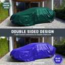 Kesfitt 16 Mil Heavy Duty Waterproof Tarp with Metal Grommets, Dark Green & Blue Reversible Poly Tarp, 10x12 ft, for Outdoor Protection, Yard, Garden, Farm, Camping & Equipment Coverage