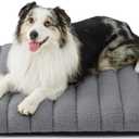 LE SURE Cute Orthopedic Dog Bed Large Sized Dog, Waterproof Chic Flat Pet Beds with Removable Washable Cover, Fuzzy Thick Egg Crate Foam Pet Mat for Indoor Use (36" x 27", Grey)