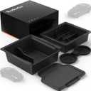 Center Console Organizer for Tesla New Model Y Juniper 2025-2026/Model 3 2024-2026 [2-Layer Design, Easy Slide] Keep Console Clutter-Free Custom Fit for Model 3 & Juniper Model Y Accessories, 4PC (Black)