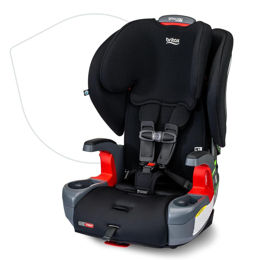 Britax Grow with You ClickTight Harness-2-Booster Car Seat, 2-in-1 High Back Booster, Black Contour Manufactured Date : 2025/12/10, Expiration Date: 12/2023