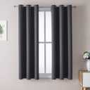 ChrisDowa Small Window Curtains 50 inches Long for Bedroom - Grommet Short Thermal Insulated Room Darkening Curtains for Kitchen (2 Panels, Dark Grey, 29 x 50 Inch)