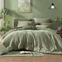 Monbix King Size Comforter Set, Sage Green King Size Bed Set Reversible 7 Pieces, Cationic Dyeing Bed in a Bag with Comforter, Sheets, Pillowcases & Shams