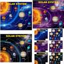 24 Set 48 Sheets Planet Craft Kits Waterproof Space Stickers DIY Make Your Own Solar System Stickers for Crafts Reward Game Activities