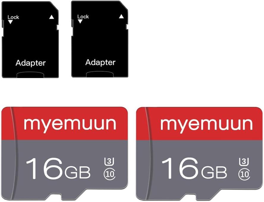 Two Memory Cards TF Card 16GB with Adapter, C10 U3 UHS-1 A1, for Camera/Smartphone/Drone/Dash Cam/Action Cam (2 x 16GB)