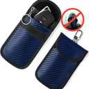 Vammcht Upgraded Faraday Bag for Key Fob (2 Pack), Premium Faraday Key Fob Protector Car RFID Signal Blocking, Car Security Protection, Anti-Theft Pouch, Anti-Hacking Case Blocker Blue