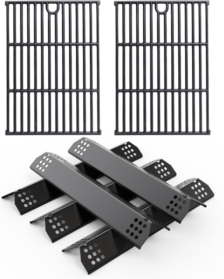 SafBbcue Grill Parts Kit for Nexgrill 720-0925P 720-0925 Replacement Parts 4 Burner, Grill Grates for Nexgrill 5 Burner 720-0925 Cast Iron, Porcelain Steel Grill Heat Plates for Nexgrill 720-0925P