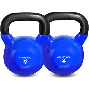 Yes4All Kettlebell, 4 LB Vinyl Coated Cast Iron Strength Training Kettlebells for Home Gym Exercises, Fitness, Full Body Workout Equipment, Push Ups, and Grip Strength