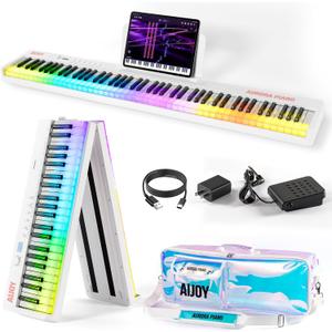 AiJoy 88 Keys Foldable Piano Keyboard with Colorful Lighted Keys Piano