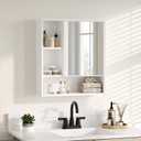 ChooChoo Bathroom Wall Mirror Cabinet, Medicine Cabinet with Single Door and Adjustable Shelf, Over The Toilet Space Saver Storage Cabinet, White (6.3"D x 21.6"W x 24.0"H)