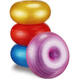 Libima 4 Pcs Flexible Seating for Classroom Inflatable Ball Chairs with Pump Donut Exercise Ball Cushion Seat for Balance and Stability Training School Home Office Gym Yoga Workout (Mixed Color)