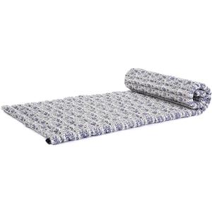 Leewadee - Foldable Floor Mattress - Japanese Roll Up Futon -Trifold Tatami Mat- Guest Floor Bed - Camping Mattress - Thai Massage Mat, Kapok Filled, 75 x 28 inches, Blue White