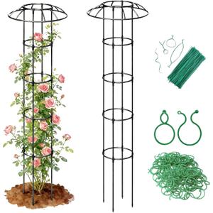 Garden Trellis for Climbing Plants Outdoor - Unique Mushroom Top Round Trellis for Indoor Potted Plant - 64" Tall Rustproof PE Coated Metal Pipe Obelisk Support Ivy Vine Rose Grape Vegetable