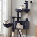Gitelsnour Cat Tree for Indoor Cats, Cat Tower with Scratching Post for Small Cats and Kittens, Cat House with Removable Top Platform and Fluffy Balls, Hanging Cat Basket, Smoky Gray GCT006SG (49.2 inches)