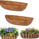 chengchuang 2 Packs Natural Coco Fiber Replacement Liner,48 in Coconut Liners for Planters, Coco Liners for Window Box/Hanging Basket Liners, Durable Coconut Coir for Planting (30 inch)