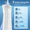 Leominor Water Dental Flosser - 5 Modes Cordless Portable Oral Irrigator, IPX7 Waterproof, Rechargeable Teeth Cleaner Upgrade Datchable Tank Professional Flossing Cleaning Pick for Home Travel (White)