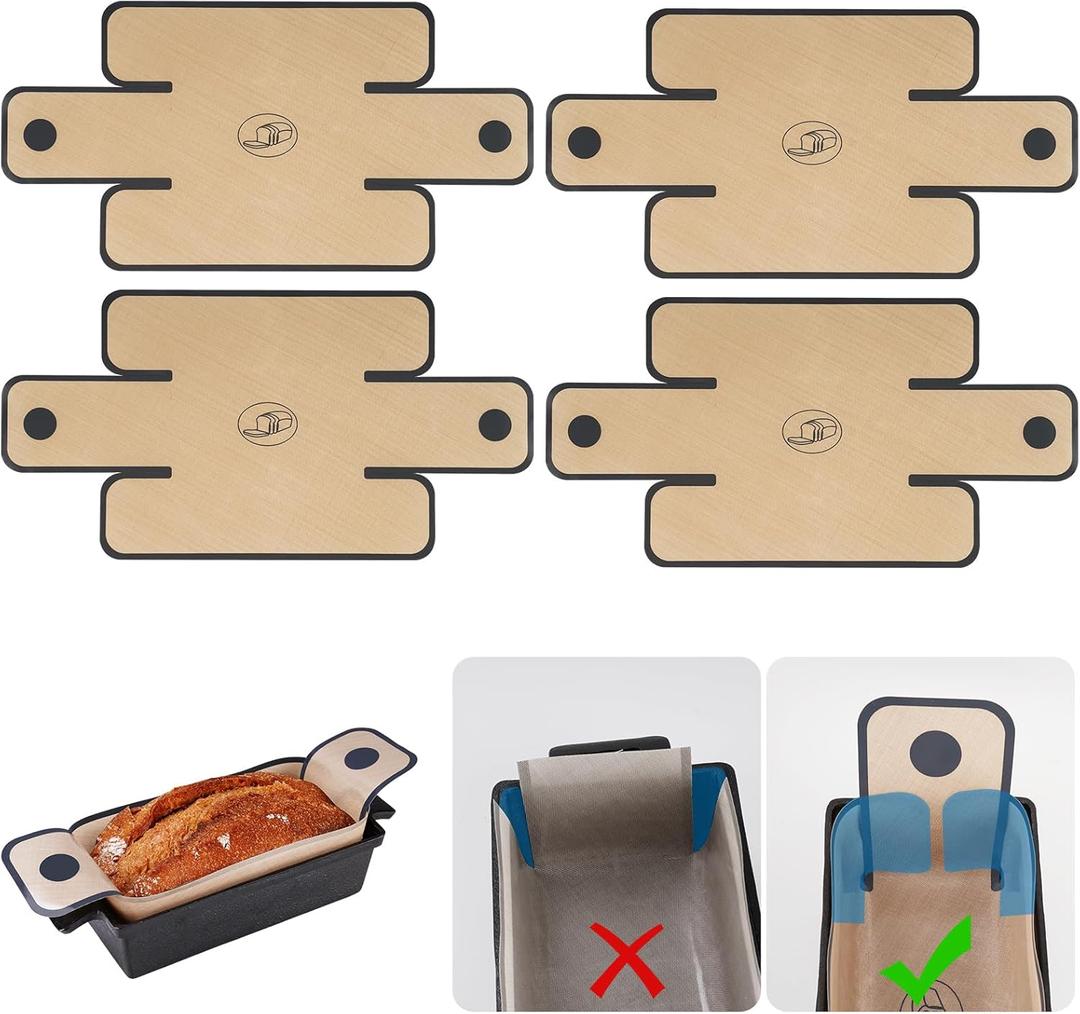 NiHome Silicone Bread Sling 1-Pack, Reusable Nonstick Loaf Pan Liners with Long Handles & Leak-Proof Corners, Silicone Sourdough Liner for 9x5, 9.5x5, 10x5 Inch Loaf Pans, Dishwasher Safe (Brown)