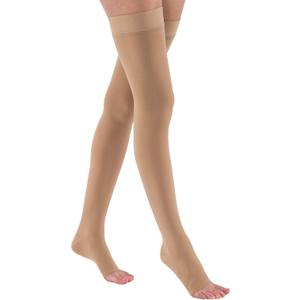 JOBST Relief 20-30 mmHg Thigh High Compression Stockings with Silicone Band, Open Toe, Beige, Medium (Medium (1 Pair))