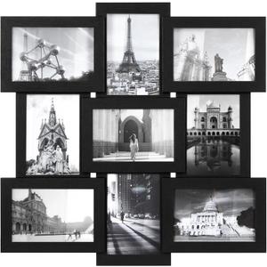 SONGMICS 4x6 Collage Picture Frames for Wall Decor, 9 Pack Family Photo Collage Frame Set for Gallery, Glass Front, Assembly Required, Ink Black URPF029B01