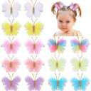 Oaoleer 16PCS Mini Butterfly Hair Clips, 2" Tulle Mesh Hair Bow Pins Colorful Butterfly Hair Barrettes Wedding Hair Accessories for Baby Girls