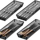JANE EYRE kitchen drawer organizer - silverware utensil organizer for kitchen drawer, silverware tray in drawers (04-black)