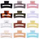 Sisiaipu 12 Pack Medium Square Claw Hair Clips, 3.5 x 2 x 1.1 inch, Shiny, 12 Colors, Hair Accessories for Women and Girls, Rectangular Rectangle Jaw Clips for Thick and Thin Hair Securing, 12 Pieces