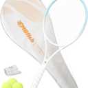 Tennis Racket - Super Value Set with Pre-Strung, Comfortable Handle, 27'' Tennis Racquet for Adults, Natural Series Includes 3 Tennis Balls, 2 Overgrips and 1 Tennis Bag (Sky Blue)