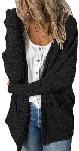 MEROKEETY Women's Long Sleeve Soft Chunky Knit Sweater Open Front Cardigans Outwear Coat, S