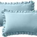 Ruffle Pillow Cases King Size Set of 2 – Soft Wrinkle Resistant Brushed Microfiber Ruffled Pillowcases –Envelope Pillow Shams Cover Festive Gift for Hotels, Guest Rooms 20x36 Inch (Baby Blue)