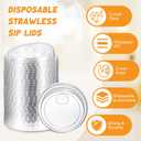 100 Count 90mm/3.5inch Strawless Sipper Lids, Clear PET Lids for Plastic Cup Disposable Cover for Cold Brew, coffee, beer, cocktail, wine or Beverage Cups