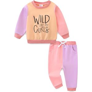 Toddler Baby Girl Clothes Long Sleeve Crewneck Sweatshirt with Pants Spring Fall Winter Outfits, 12-18M