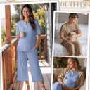 2 Pack Maternity Outfits Pregnancy Postpartum Pajama Lounge Set Oversized T-shirt Capri Pants Soft Summer Sleepwear (Blue, XL)