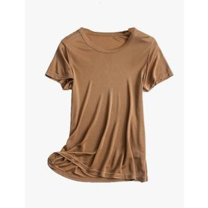 Women Solid Color Crew Neck Soft Short Sleeves T Shirt Classic-Fit Casual Cozy Top XL