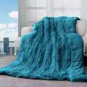 Cottonblue Weighted Blanket 15lbs, Sherpa Faux Fur Reversible Luxury Snugly Long Fur Warm Heavy Blanket 60x80 inches, Warm Plush Sherpa Weighted Blanket Queen Size for Couch Sofa Bed, Teal Green (60*80 15LBS)