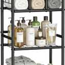 3 Tier Towel Racks for Bathroom with Dividers, Free Standing Metal Towels Holder Stand with Shelf, Towel Storage Organizer Bathroom Shelf, Metal Shelving Unit, Pool Towel Rack, Black