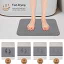Stone Bath Mat, Diatomaceous Earth Shower Mat, Non-Slip Super Absorbent Quick Drying Bathroom Floor Mat, 2Pack,Grey, Pattern 1