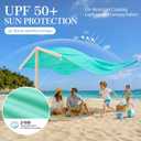 Inflatable Beach Shade with Auto Pump, Up to 5 People, UPF 50+ | Wind-Powered Portable Sun Shade Canopy with 96 Sq. Ft. of Coverage and 2-Minute Setup for Beach Trips and Outdoor Relaxation, 10 x 9.6 FT